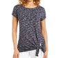 JM Collection Women's Tie-Hem T-Shirt Med Blue Size Small