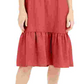 INC International Concepts Women's Linen Blend Twist Front Midi Dress Orange Size Large