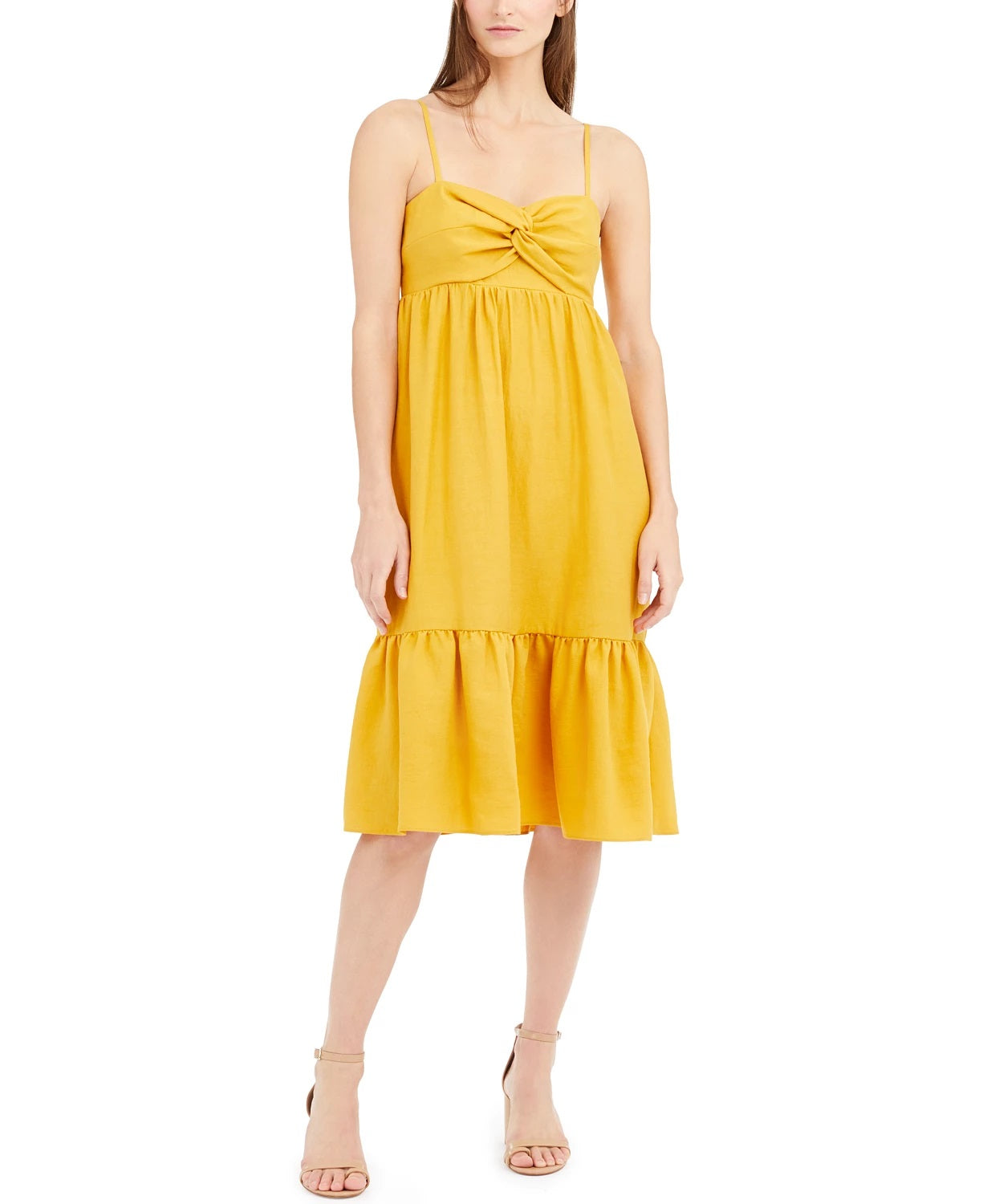 INC International Concepts Women's Dust Twist Front Shift Dress Yellow Size Large