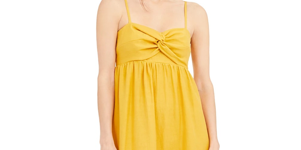 INC International Concepts Women's Dust Twist Front Shift Dress Yellow Size Large