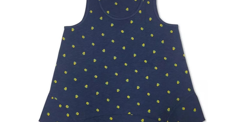 Style & Co Women's Lemon Handkerchief-Hem Top Navy Size Extra Small