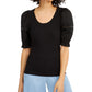 INC International Concepts Women's Ribbed Poplin Sleeve Top Black Size X-Small