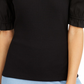 INC International Concepts Women's Ribbed Poplin Sleeve Top Black Size X-Small
