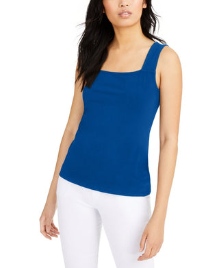 Alfani Women's Square Neck Tank Top Blue Size Medium