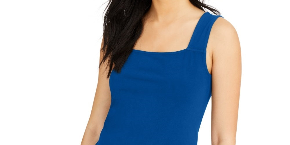 Alfani Women's Square Neck Tank Top Blue Size Medium