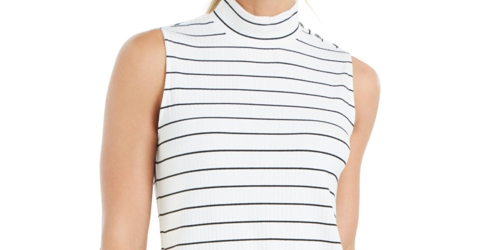 Charter Club Women's Sleeveless Mock Neck Top White Size X-Large