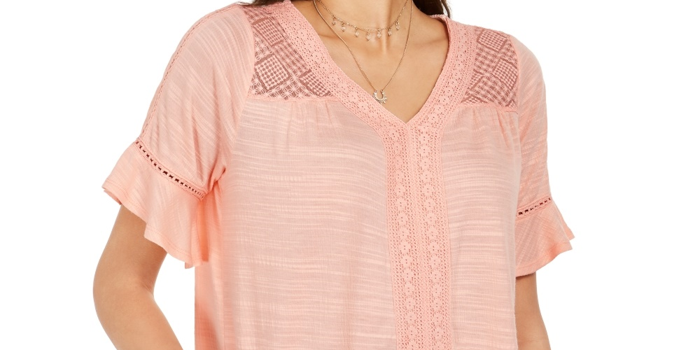 Style & Co Women's Crochet Top Orange Size X-Small
