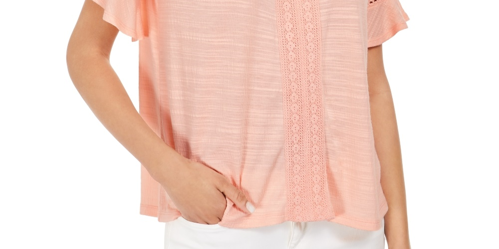 Style & Co Women's Crochet Top Orange Size X-Small