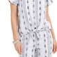 Style & Co Women's Printed Square-Neck Tie-Front Top White Size Large