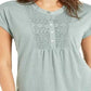Style & Co Women's Crochet Bib Textured Top Green Size Small