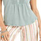 Style & Co Women's Crochet Bib Textured Top Green Size Small