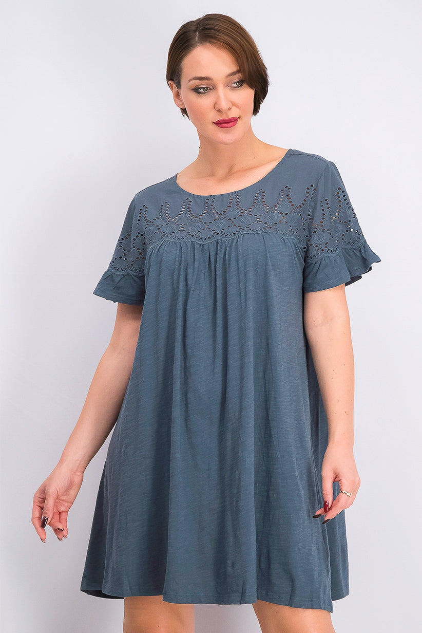 Style & Co Women's Flutter-Sleeve T-Shirt Dress Dark Gray Size Medium