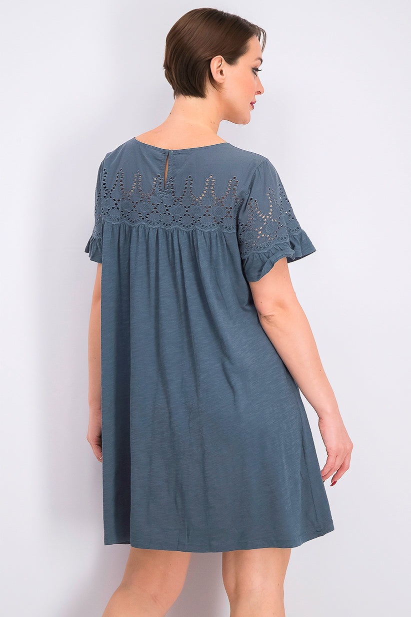 Style & Co Women's Flutter-Sleeve T-Shirt Dress Dark Gray Size Medium