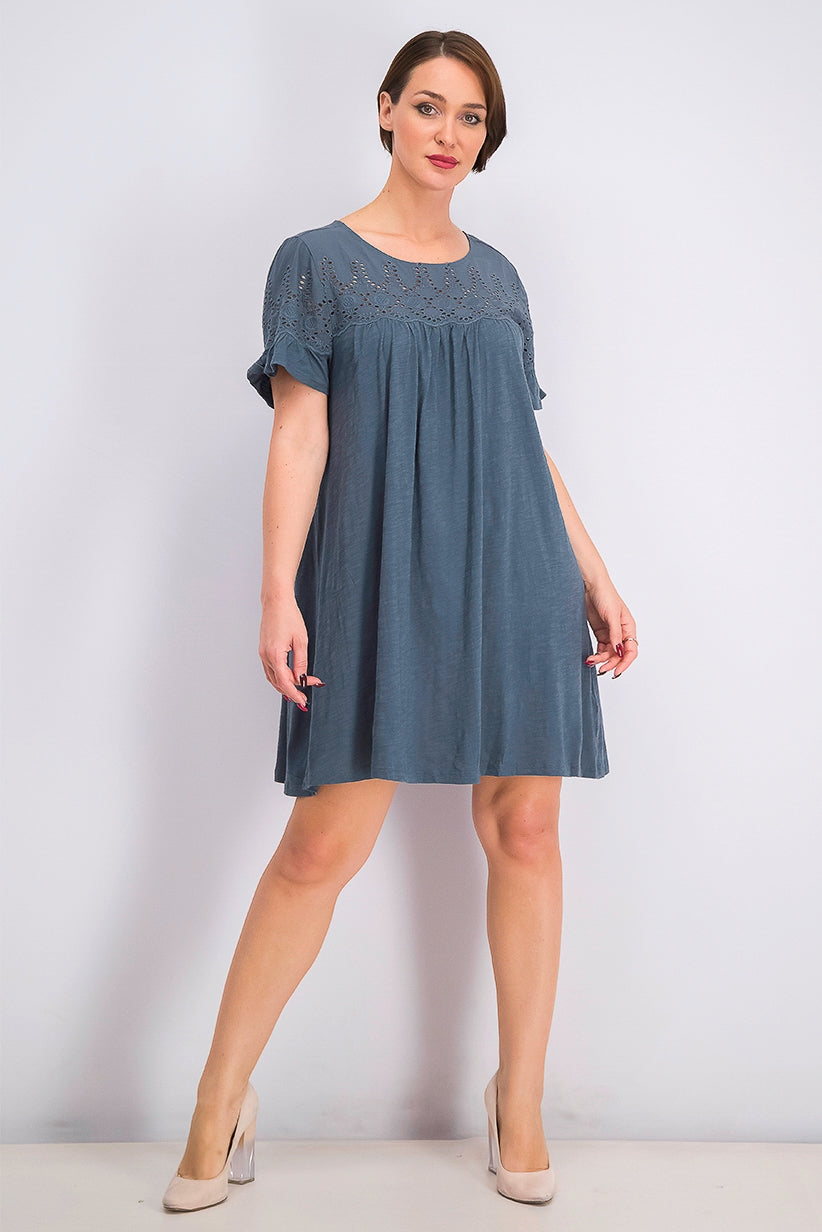 Style & Co Women's Flutter-Sleeve T-Shirt Dress Dark Gray Size Medium