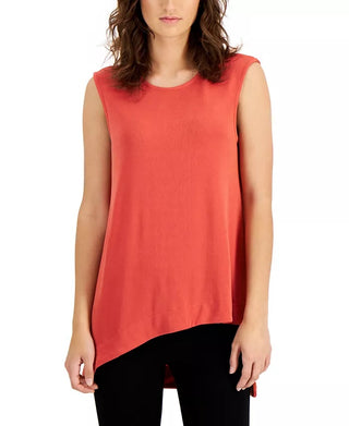 Alfani Women's Asymmetrical Sleeveless Top Red Size XX Large