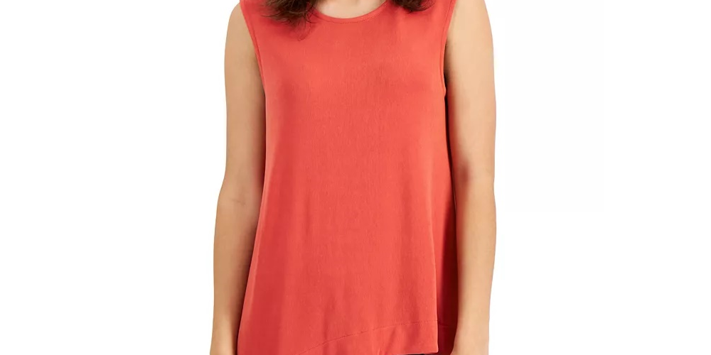 Alfani Women's Asymmetrical Sleeveless Top Red Size XX Large