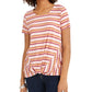 Style & Co Women's Striped Twist-Front Top Red Size XX-Large
