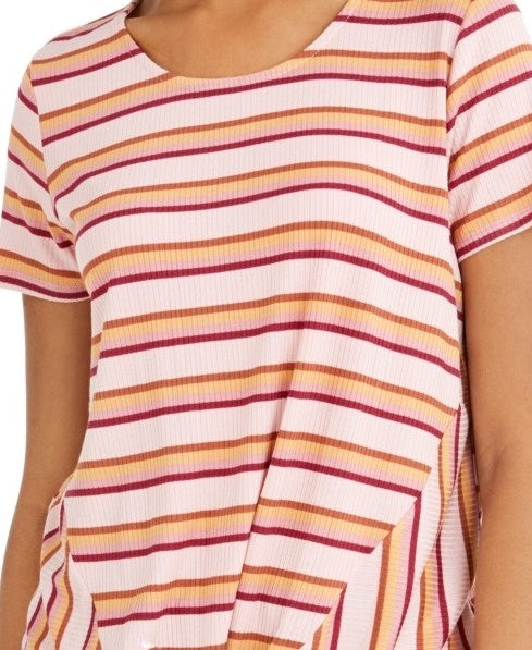 Style & Co Women's Striped Twist-Front Top Red Size XX-Large