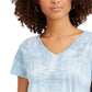 Style & Co Women's Tie-Dyed Linen-Blend Top Blue Size X-Small