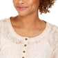 Style & Co Women's Lace Henley Top White Size X-Small