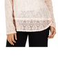 Style & Co Women's Lace Henley Top White Size X-Small