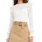 INC International Concepts Women's Ruffle-Trim Pointelle Sweater White Size XX-Large