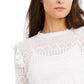 INC International Concepts Women's Ruffle-Trim Pointelle Sweater White Size XX-Large