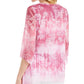 JM Collection Women's Paisley Print Embellished Split Neck Top Pink Size Large