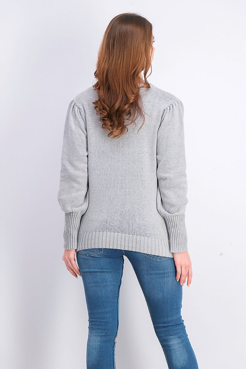 Style & Co Women's Puffy-Sleeve Sweater Gray Size Extra Large