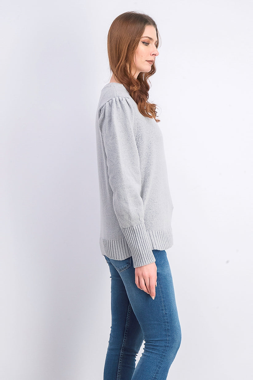 Style & Co Women's Puffy-Sleeve Sweater Gray Size Extra Large