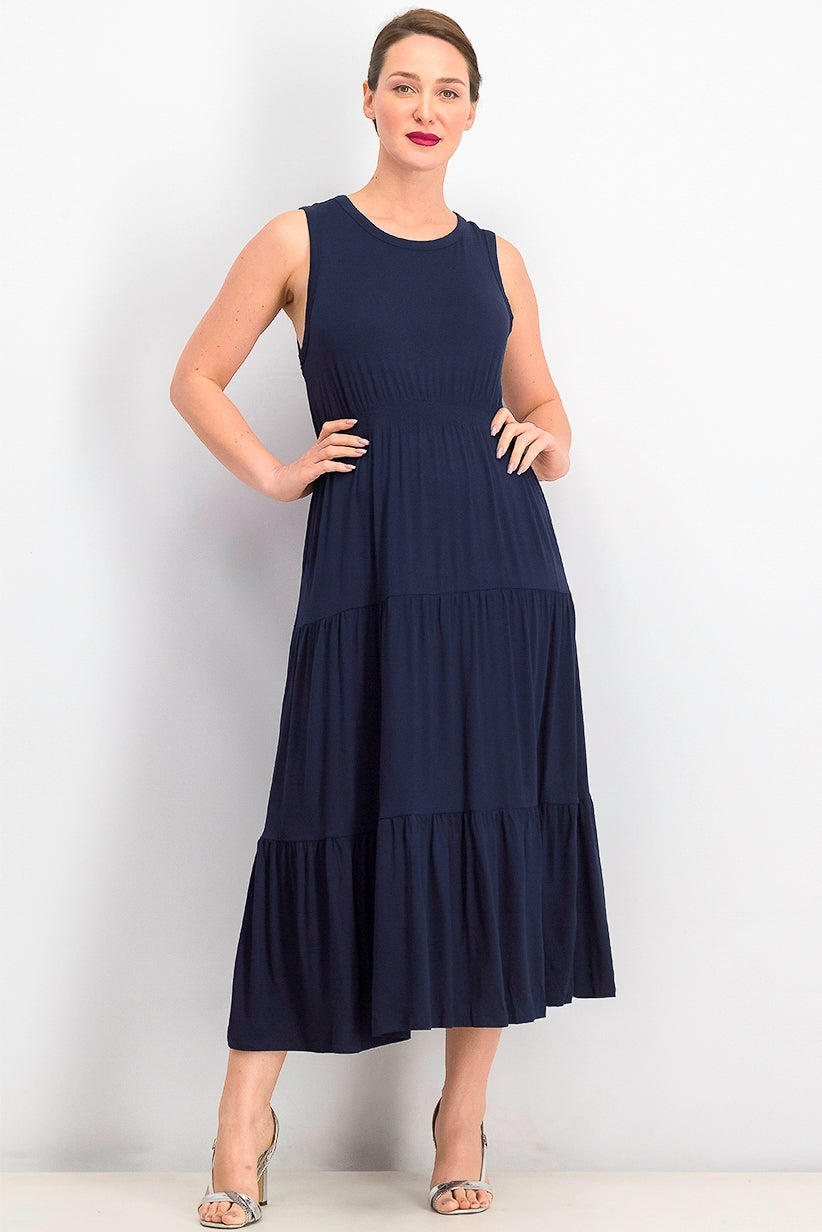 Style & Co Women's Tiered Sleeveless Dress Navy Size XX Large