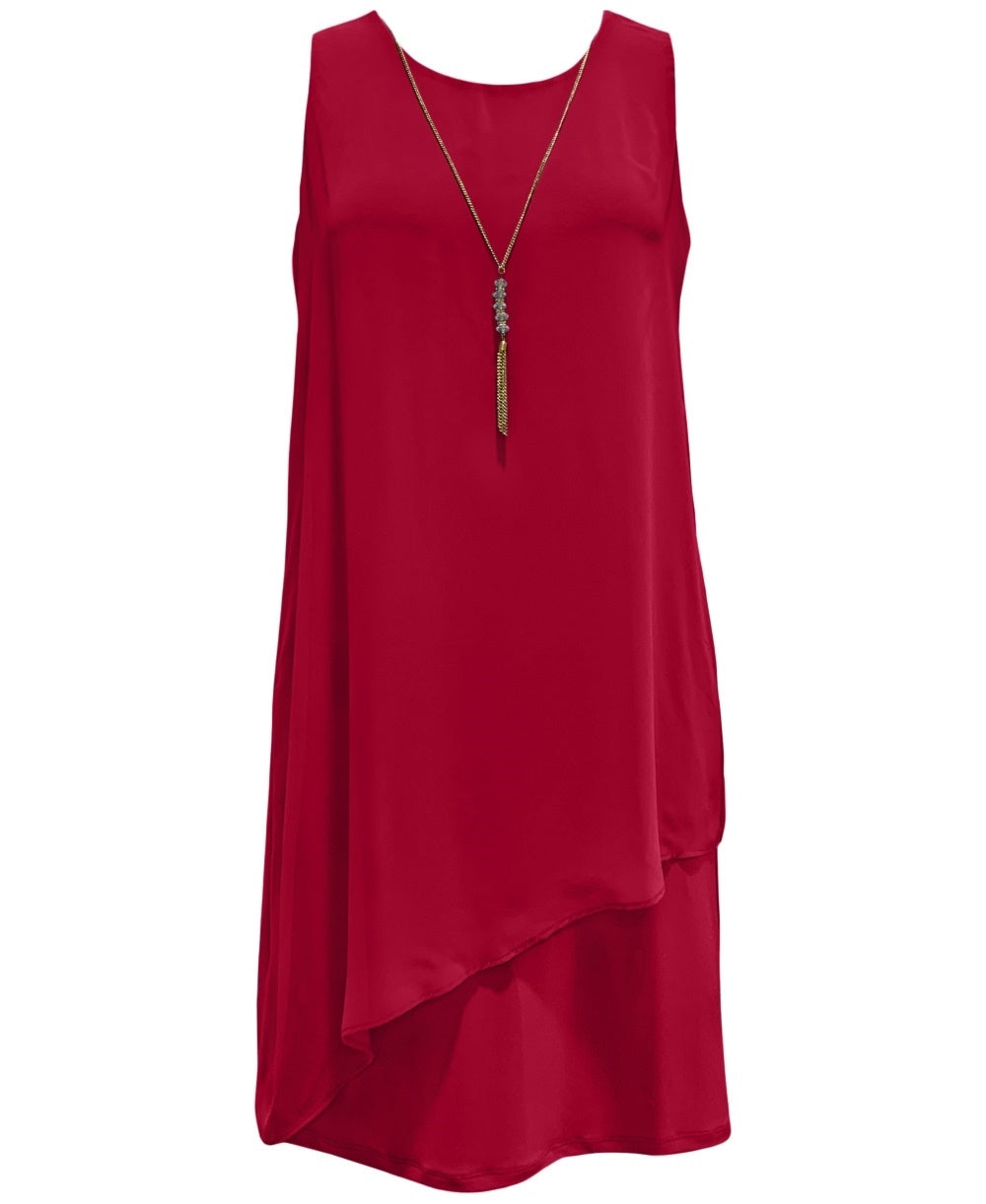 JM Collection Women'sNecklace-Embellished Sheath Dress Red Size XX-Large