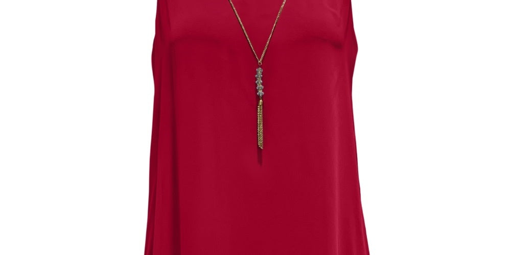 JM Collection Women'sNecklace-Embellished Sheath Dress Red Size XX-Large