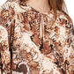 INC International Concepts Women's Blouse Snake-Print Keyhole Tie-Neck Brown Size Medium