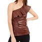 INC International Concepts Women's Croc-Embossed Faux-Leather Top Brown Size Medium