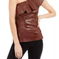 INC International Concepts Women's Croc-Embossed Faux-Leather Top Brown Size Medium
