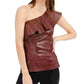 INC International Concepts Women's Croc-Embossed Faux-Leather Top Brown Size X-Large