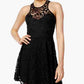 Material Girl Junior's Lace Skater Dress Black Size X-Large