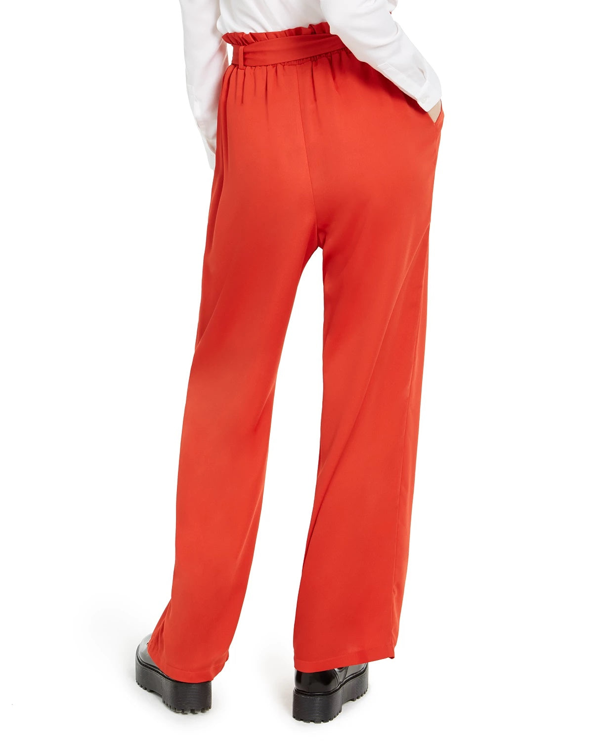 BCX Junior's Belted Paperbag Waist Pants Orange Size Medium