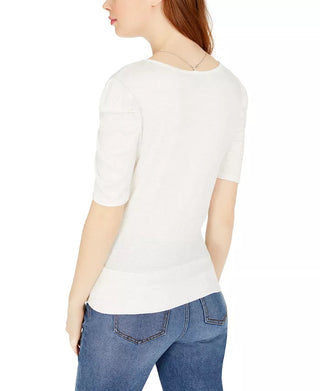 BCX Juniors' Knot-Front Top White Size Small