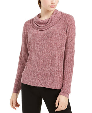 BCX Junior's High Low Cowl Neck Sweater Pink Size Small
