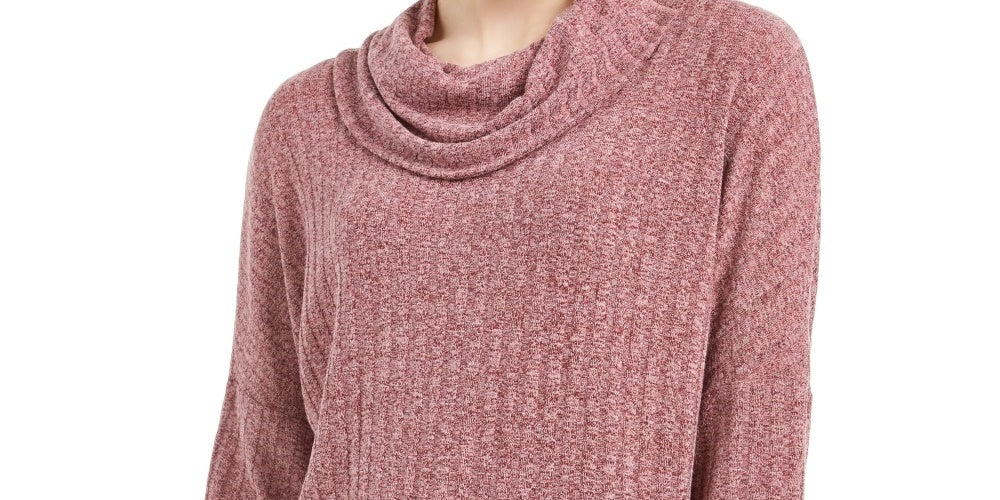BCX Junior's High Low Cowl Neck Sweater Pink Size Small