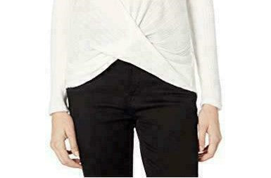 BCX Junior's Twist Front Rib Knit Sweater White Size X-Small