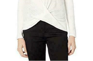 BCX Junior's Twist Front Rib Knit Sweater White Size X-Small