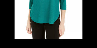 BCX Junior's Lattice Detailed Sleeve Top Green Size Medium