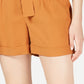 Bar III  Women's Crepe Belted Shorts Brown Size 12