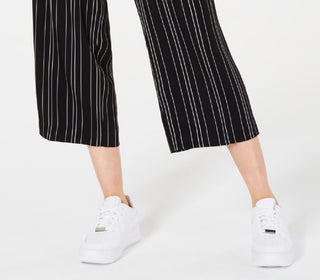 Bar III  Women's Cropped Stripe Pants Black Size 14
