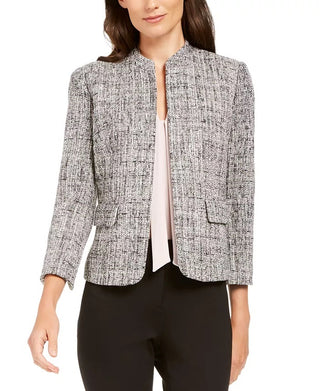Anne Klein Women's Ann Klein Tweed Mandarin-Collar Jacket Black Size 8