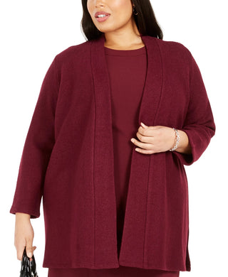 Kasper Women's Plus Open Front Cardigan Red Size 1X