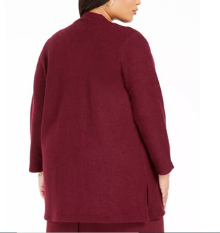 Kasper Women's Plus Open Front Cardigan Red Size 1X